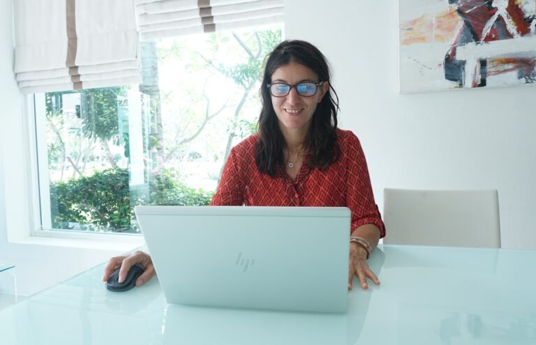 independent SEO consultant working remotely on laptop
