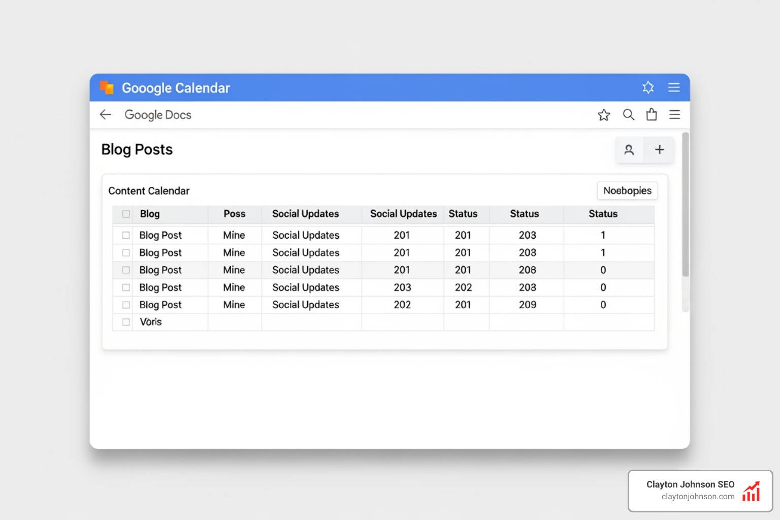 content calendar google docs